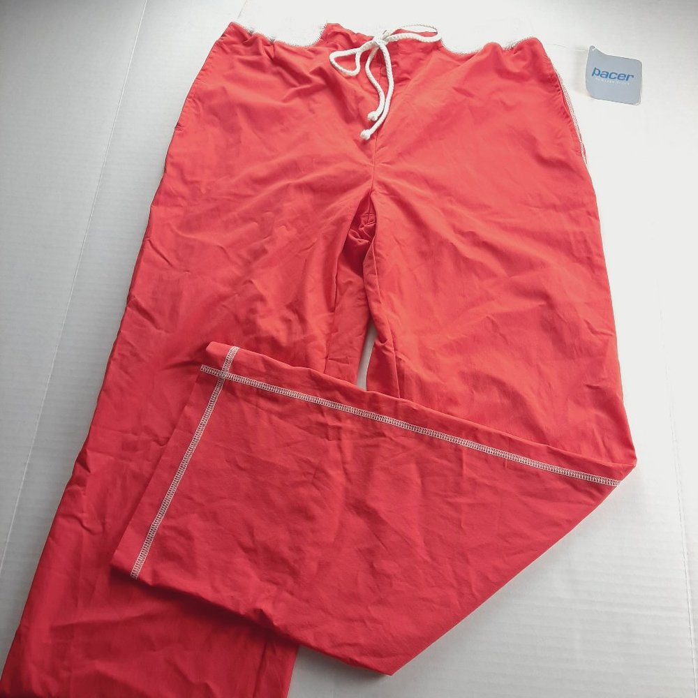 Karen Scott Pacer Track Pants Women's Size Small Coral Cream Pull-On Drawstring
